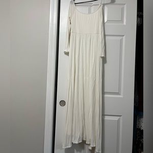 Pink blush white maternity maxi dress